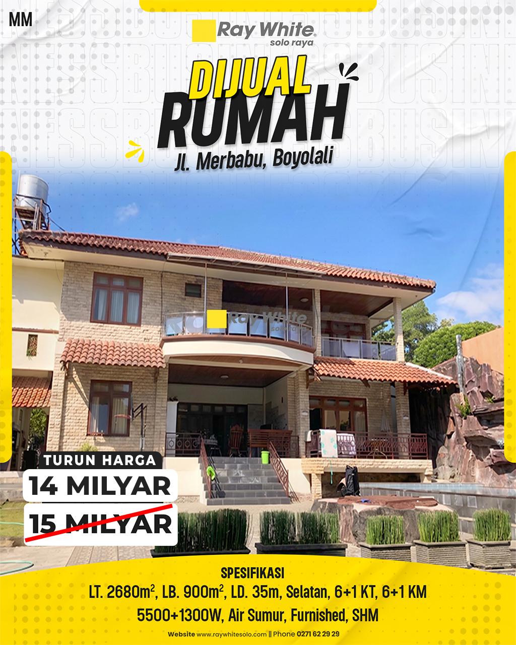 Dijual Rumah Mewah Luas Jl. Merbabu Boyolali