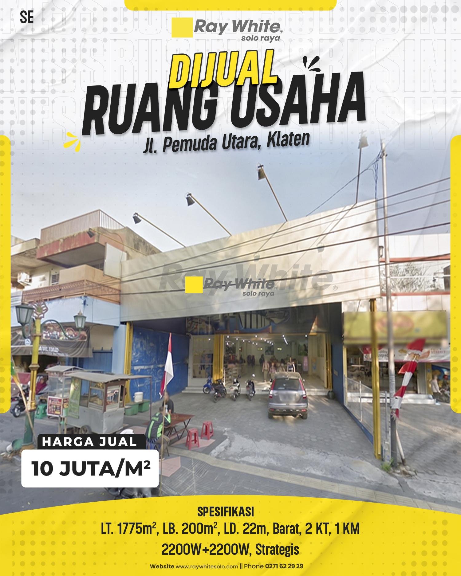 Dijual Ruang Usaha di Jl. Pemuda Utara, Klaten