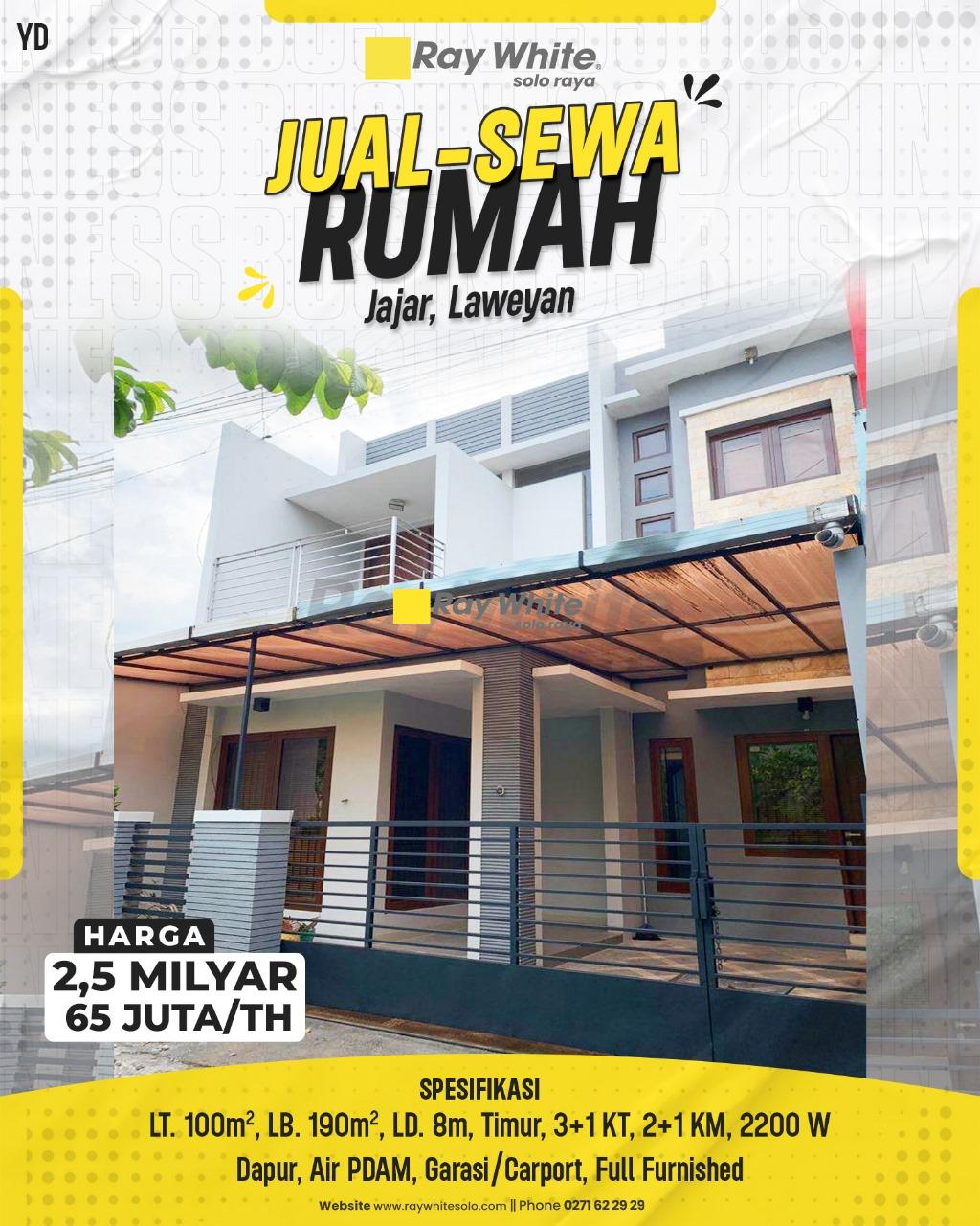 Disewakan Rumah Jajar, Laweyan