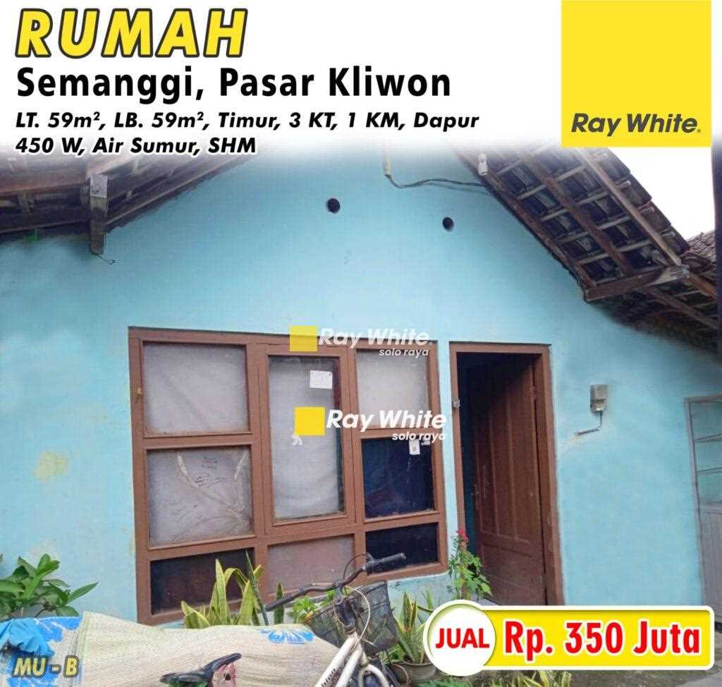 Dijual Rumah di Kawasan Pemukiman Semanggi, Pasar Kliwon