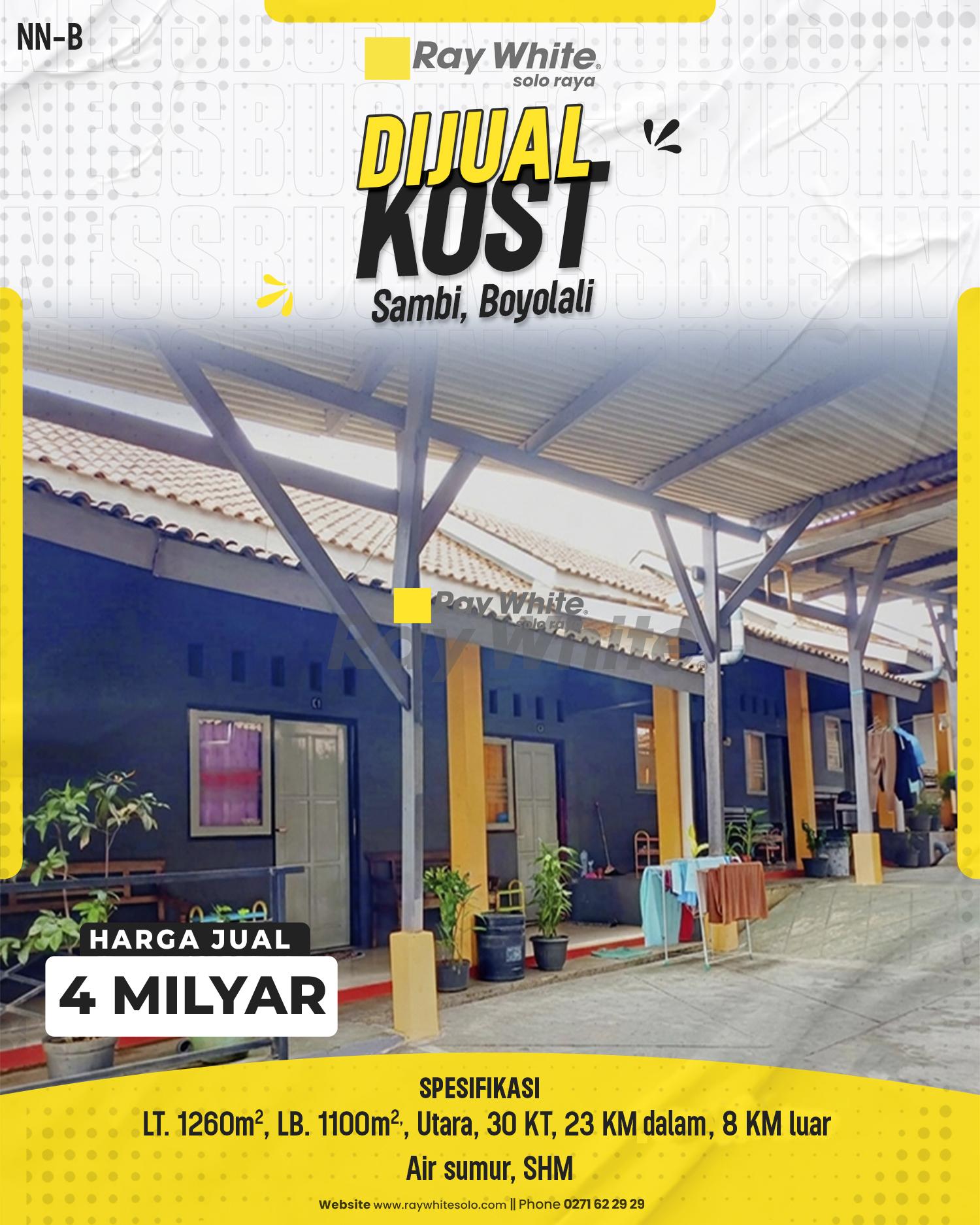 Dijual Kost Aktif Full Penghuni, Lokasi Strategis Depan Pabrik di Sambi, Boyolali