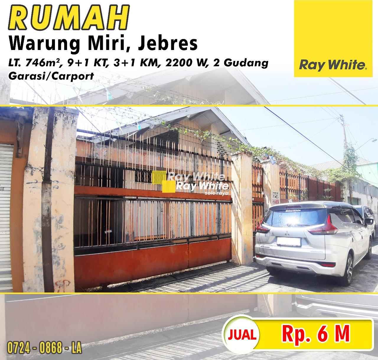 Dijual Rumah Lama Luas di Warung Miri, Jebres, Solo