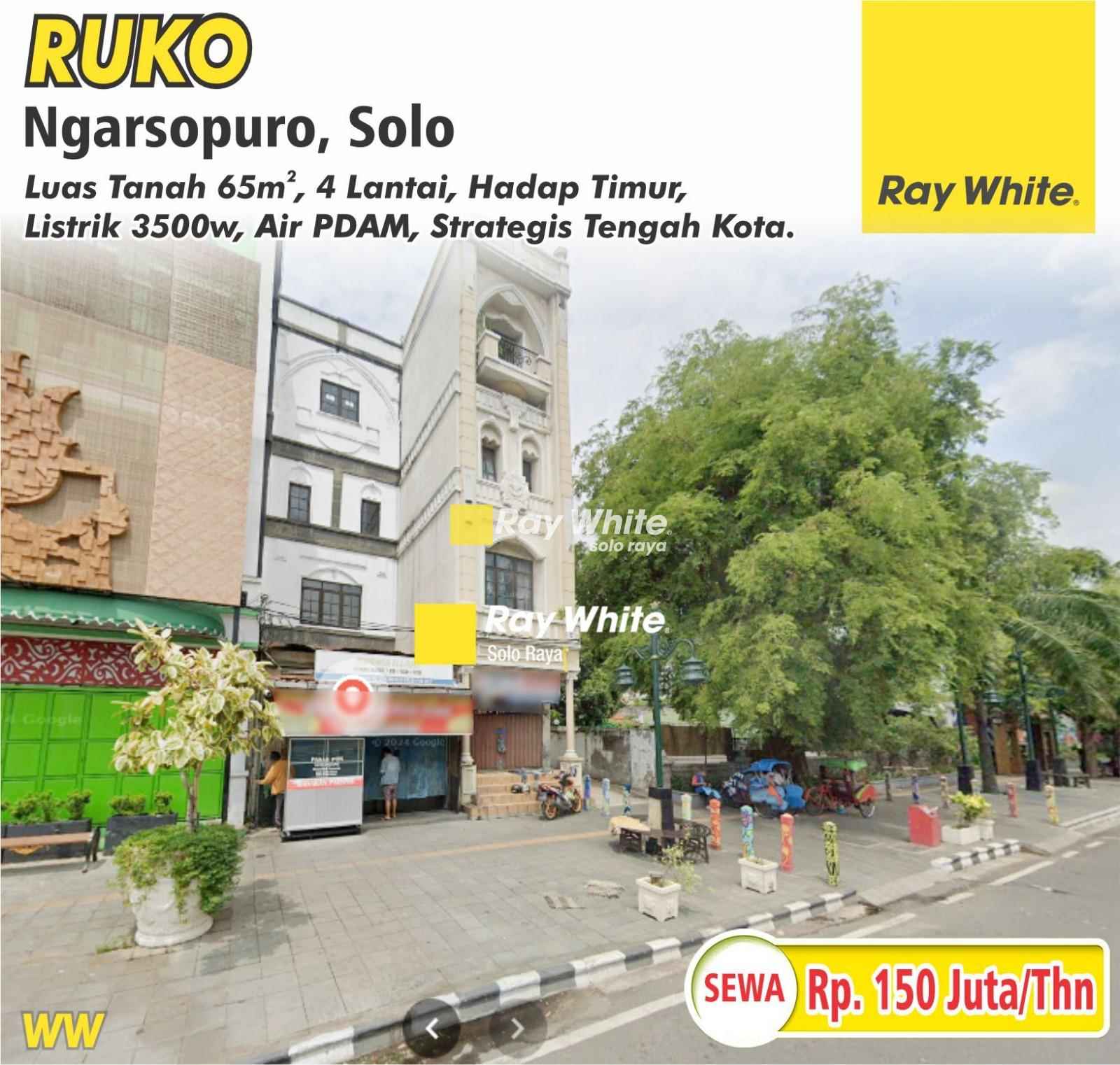 Disewakan Ruko Strategis 4 Lantai Tengah kota Solo di Ngarsopuro