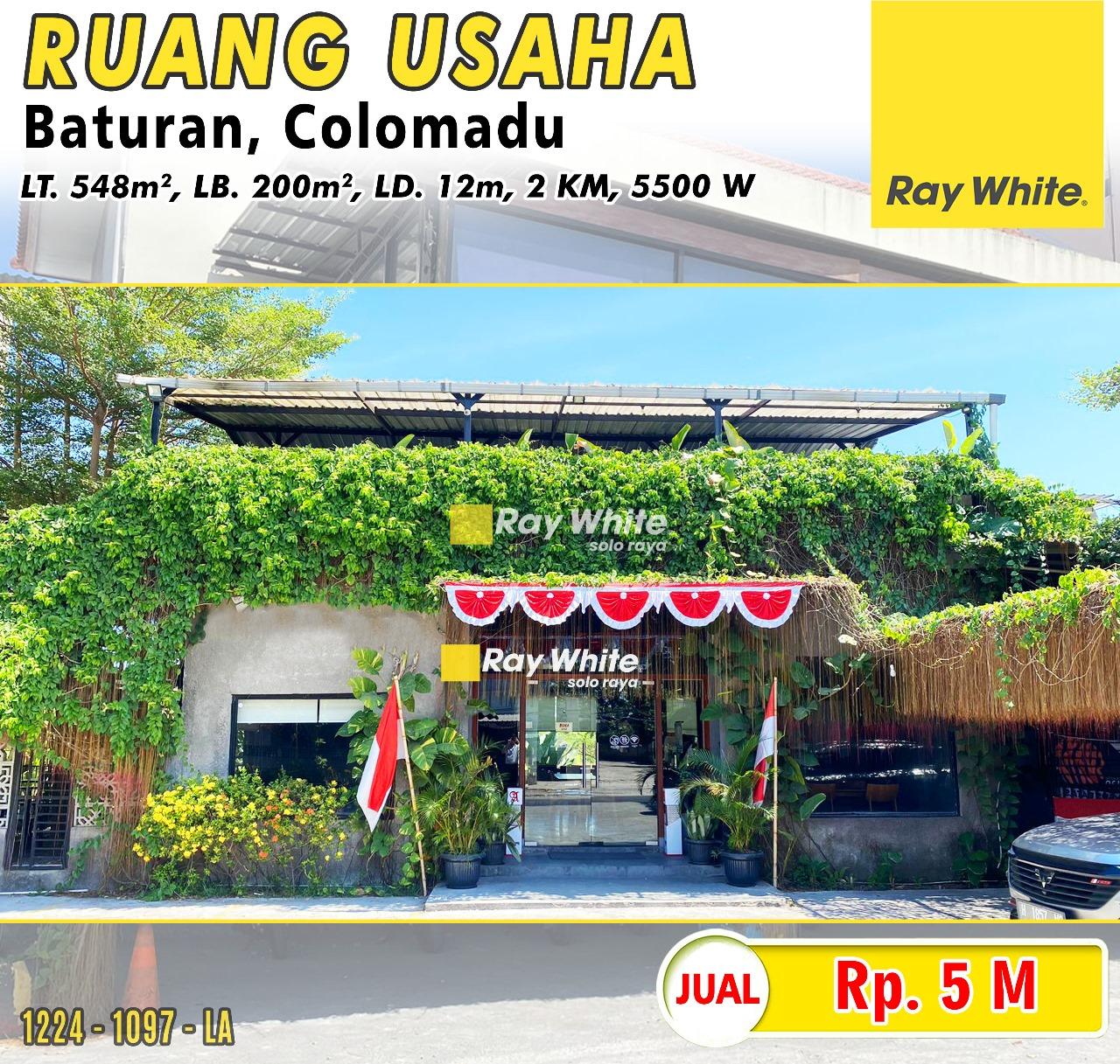Dijual Ruang Usaha Ex Coffe Shop Strategis di Baturan, Colomadu