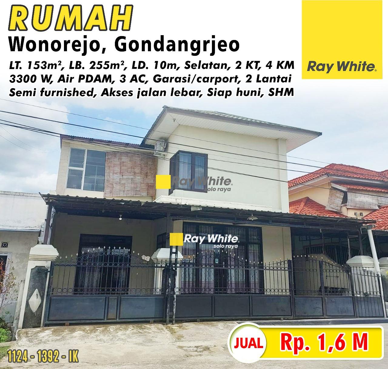 Dijual Rumah 2 Lantai Siap Huni Semi Furnish, di Wonorejo, Gondangrejo