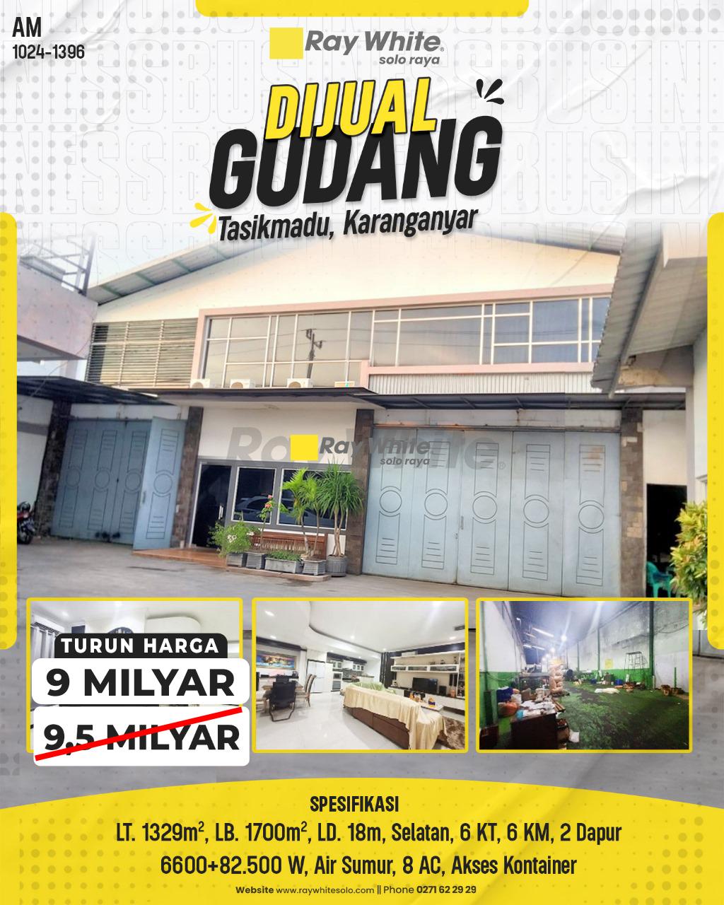 Dijual Gudang & Rumah Tinggal di Tasikmadu, Karanganyar
