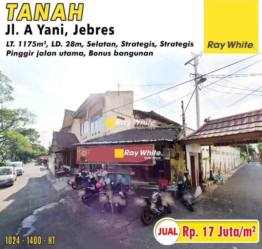 Dijual Tanah Strategis Cocok Untuk Hotel di Jl. A Yani, Jebres, Solo
