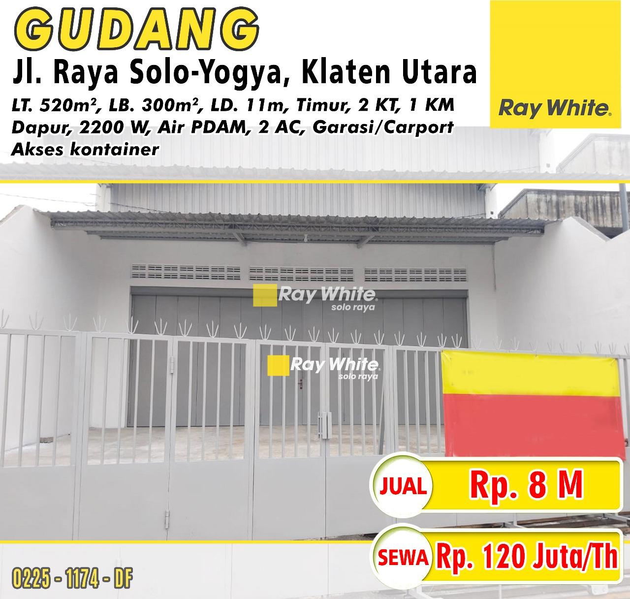 Dijual Gudang Strategis di Jl. Solo-Yogya, Klaten Utara
