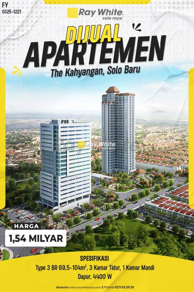 Dijual Unit Apartemen Kahyangan Solo Baru, Type Studio, 2BR dan 3BR.