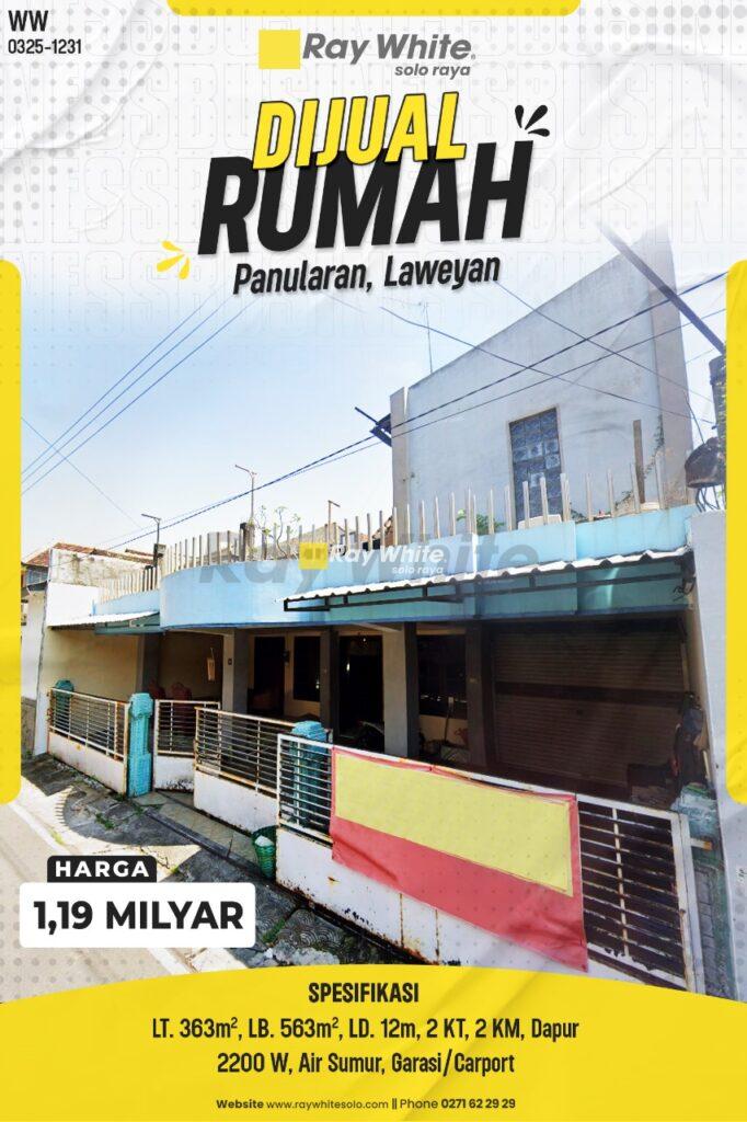 Dijual Rumah Murah Panularan, Laweyan