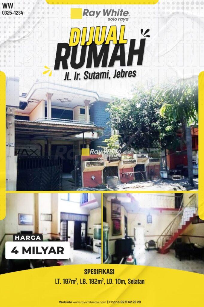 Dijual Rumah 2 Lantai, Dekat Kampus UNS dan ISI di Jl. Ir. Sutami, Jebres