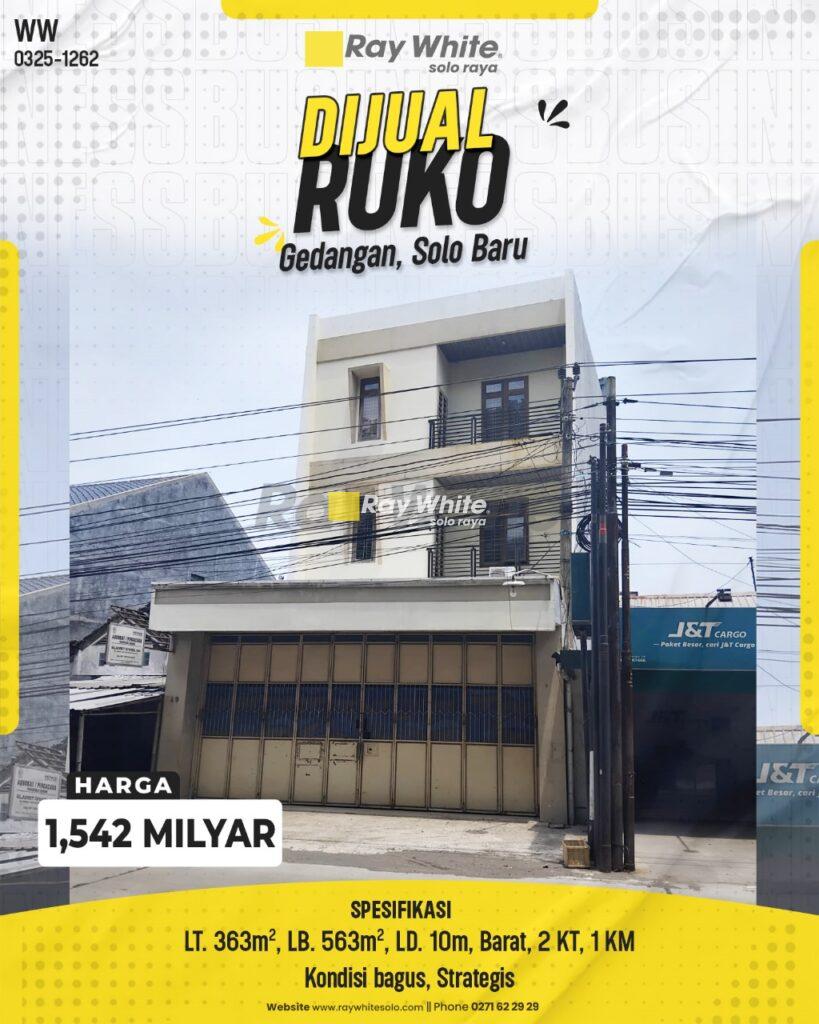 Ruko 3 Lantai Kawasan Barat Solo Baru di Gedangan, Grogol