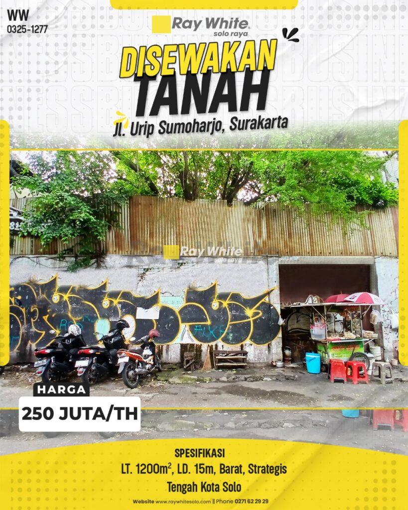 Disewakan Tanah Strategis tengah Kota Solo di Jl. Urip Sumoharjo