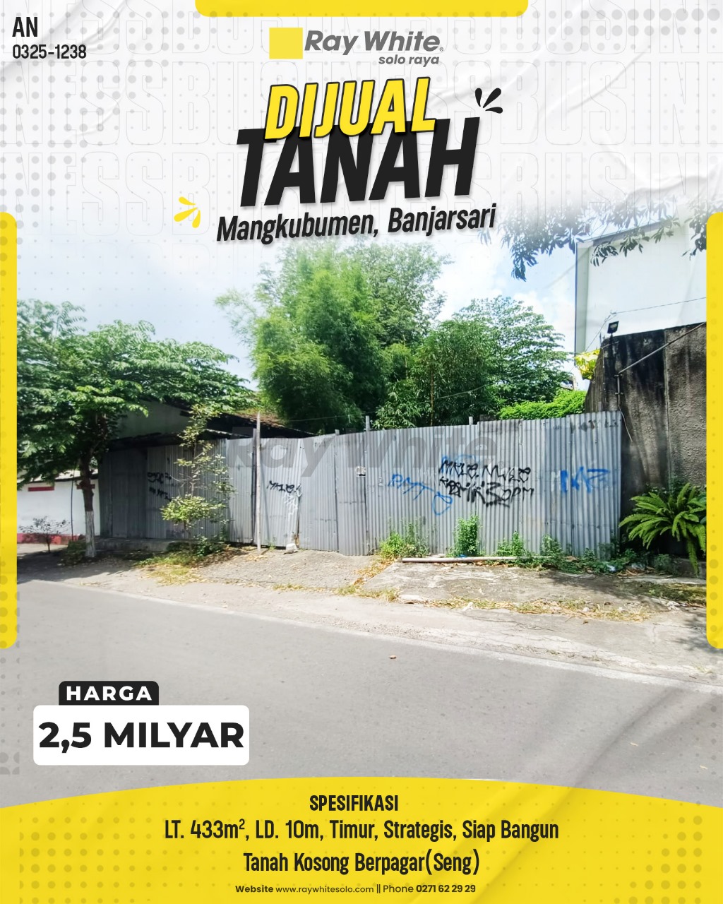 Dijual Tanah Siap Bangun Dekat Dengan RS. Brayat, di Mangkubumen, Solo