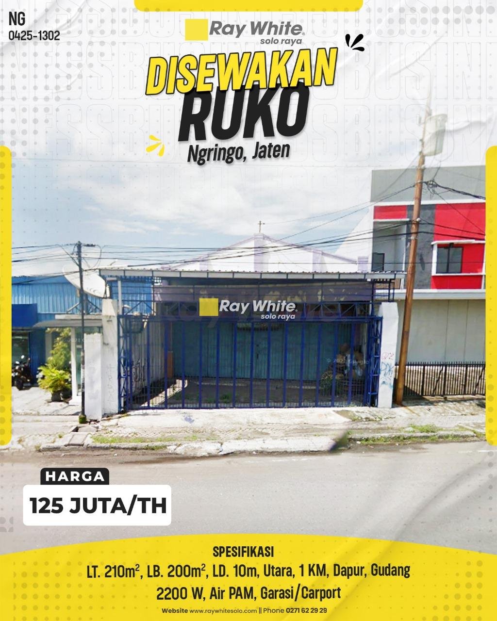 Disewakan Ruko Depan Kampus UNSA & UNS Ngringo, Jaten, karanganyar