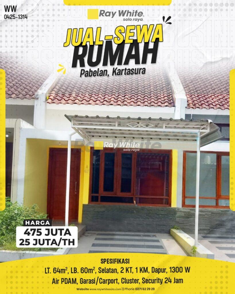 Disewakan Rumah di Perumahan Cluster Pabelan, Kartasura