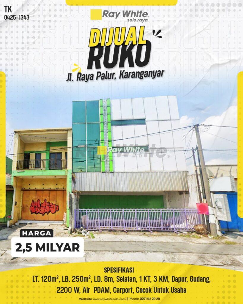 Dijual Ruko 3 Lantai di Jl. Raya Palur, Karanganyar, Dekat Kampus & Bank
