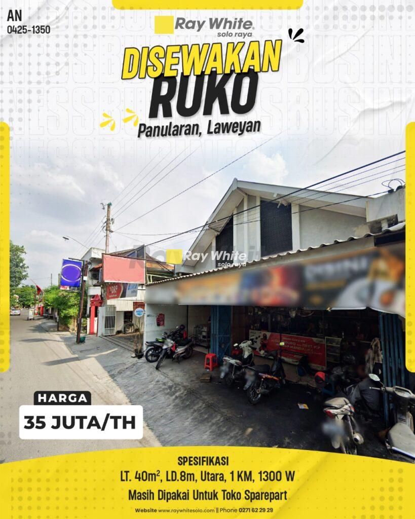 Disewakan Ruko Strategis di Panularan Laweyan
