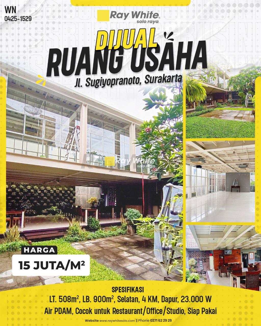 Dijual Ruang Usaha Tengah Kota Solo, Jl. Sugiyopranoto, Dekat Mangkunegaran