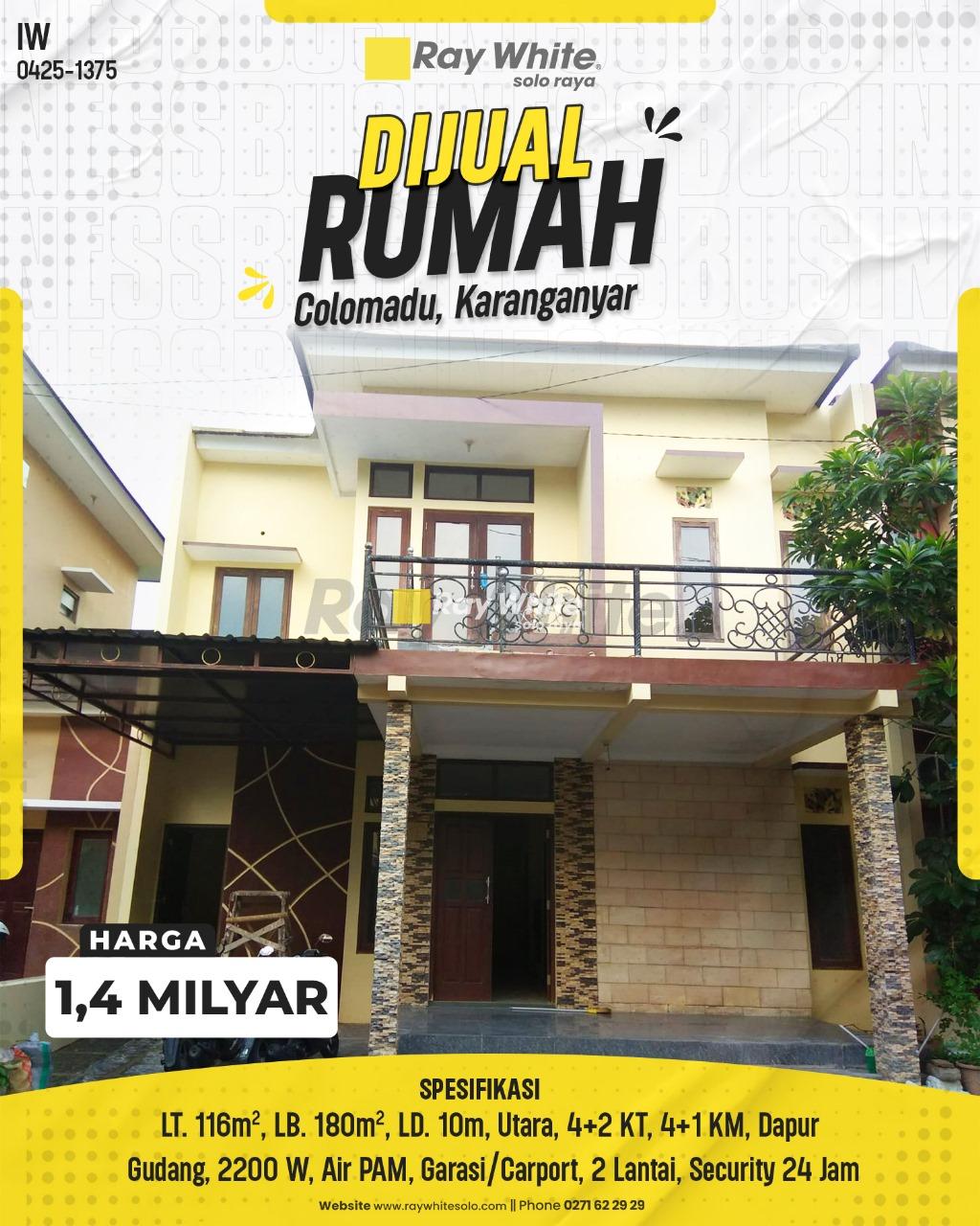 Dijual Rumah Siap Huni 2 Lantai di Colomadu, Karanganyar