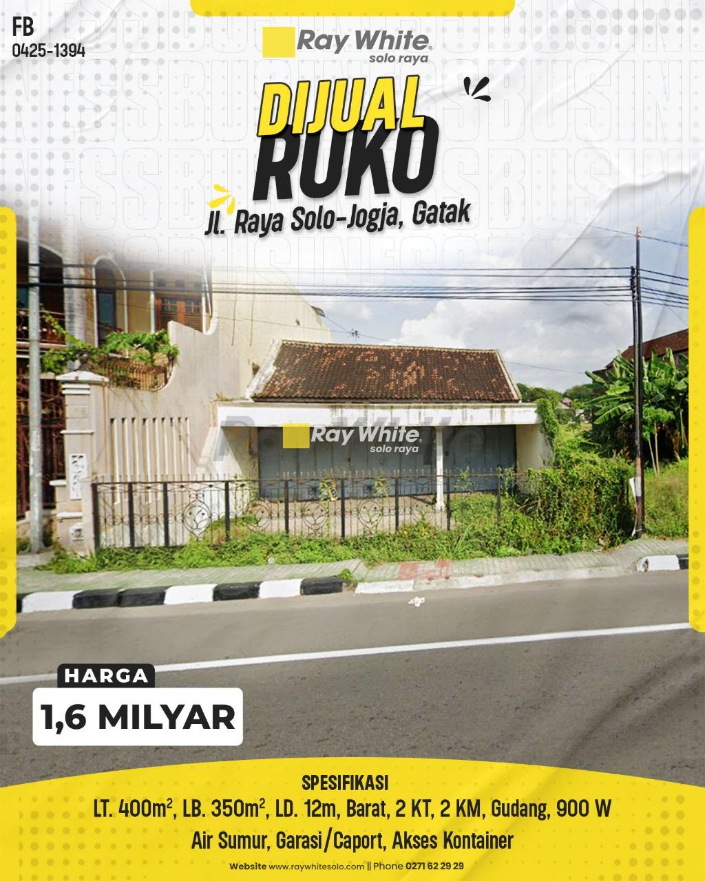Dijual Ruko di Jalur Utama Jl. Raya SOlo-Yogya, Gatak, Sukoharjo