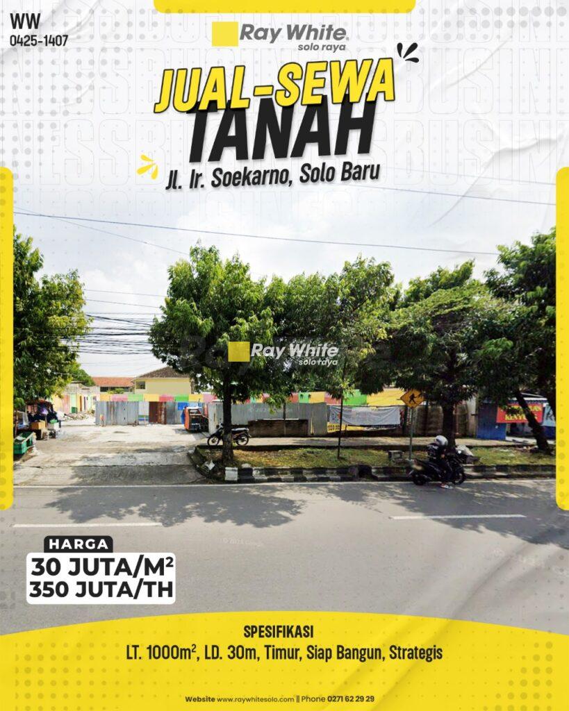 Dijual / Disewakan Tanah di Jl. Ir. Soekarno, Solo Baru