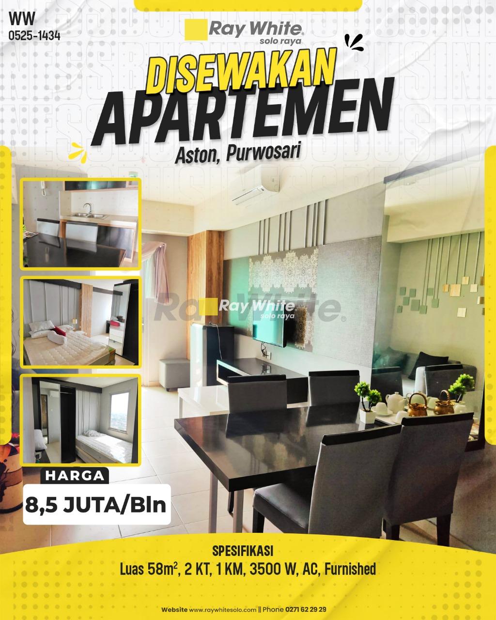 Disewakan Apartement Aston Tengah kota Di Purwosari Solo