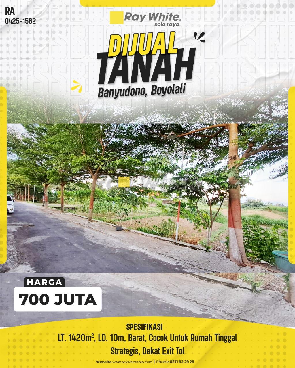 Dijual Tanah Strategis di Ngaru Aru, Banyudono, Boyolali