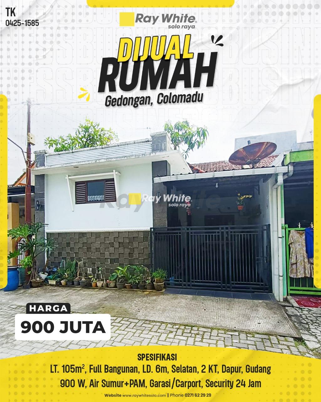 Dijual Rumah Siap Huni Cluster di Gedongan Colomadu