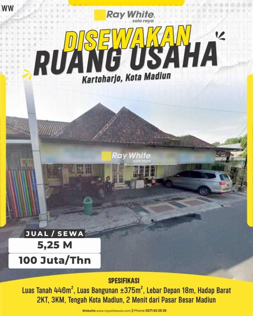 Dijual dan Disewakan Ruang Usaha Tengah Kota Madiun di Kartoharjo, Kota Madiun