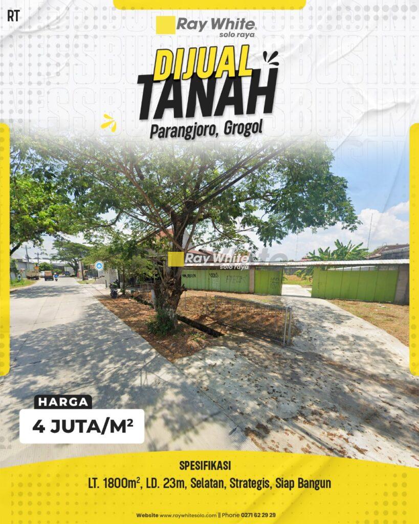 Dujual Tanah Luas Siap bangun sudah Pagar Keliling di Parangjoro, Grogol