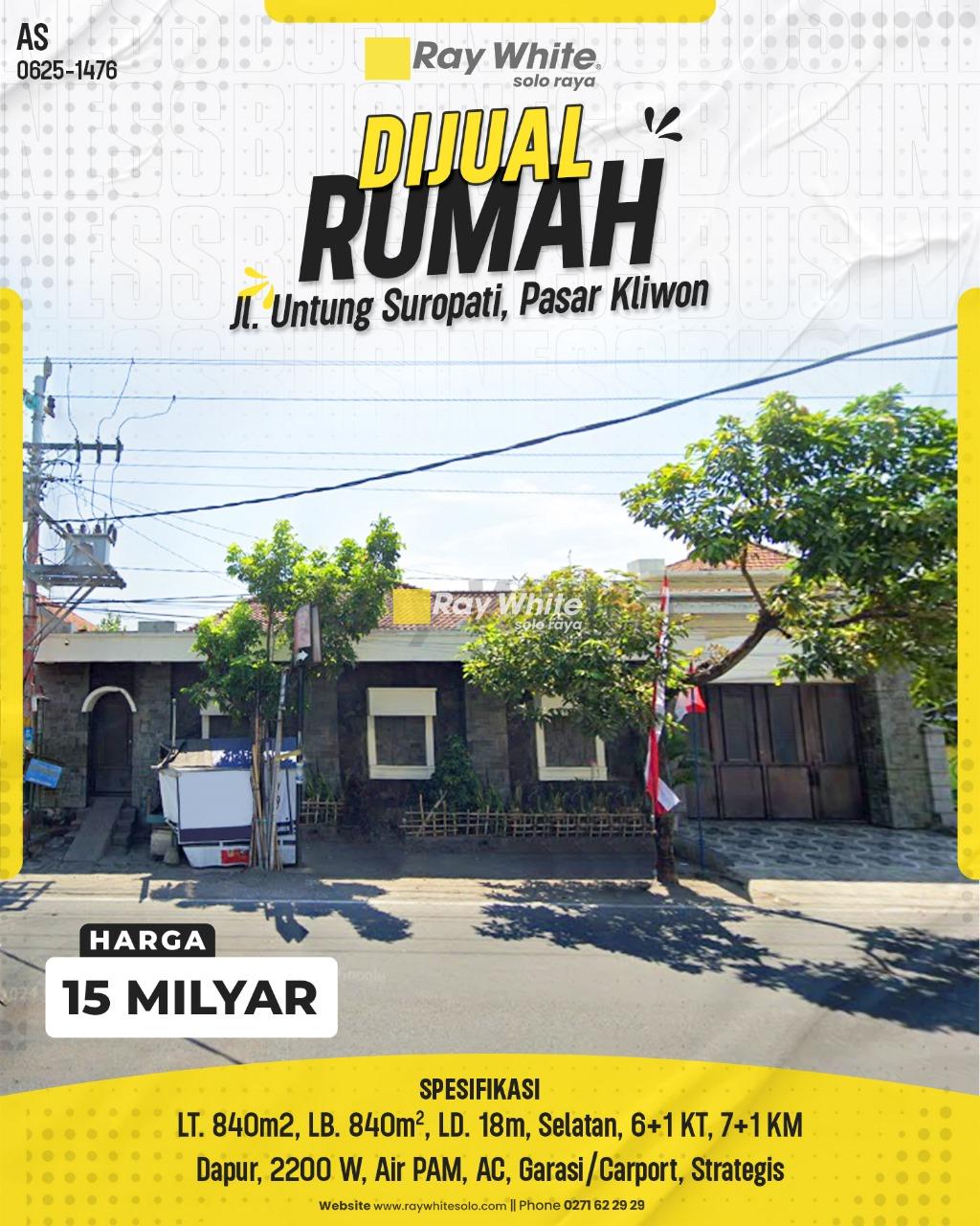 Rumah Dijual Jl. Untung Suropati, Palugunan, Pasar Kliwon, Surakarta