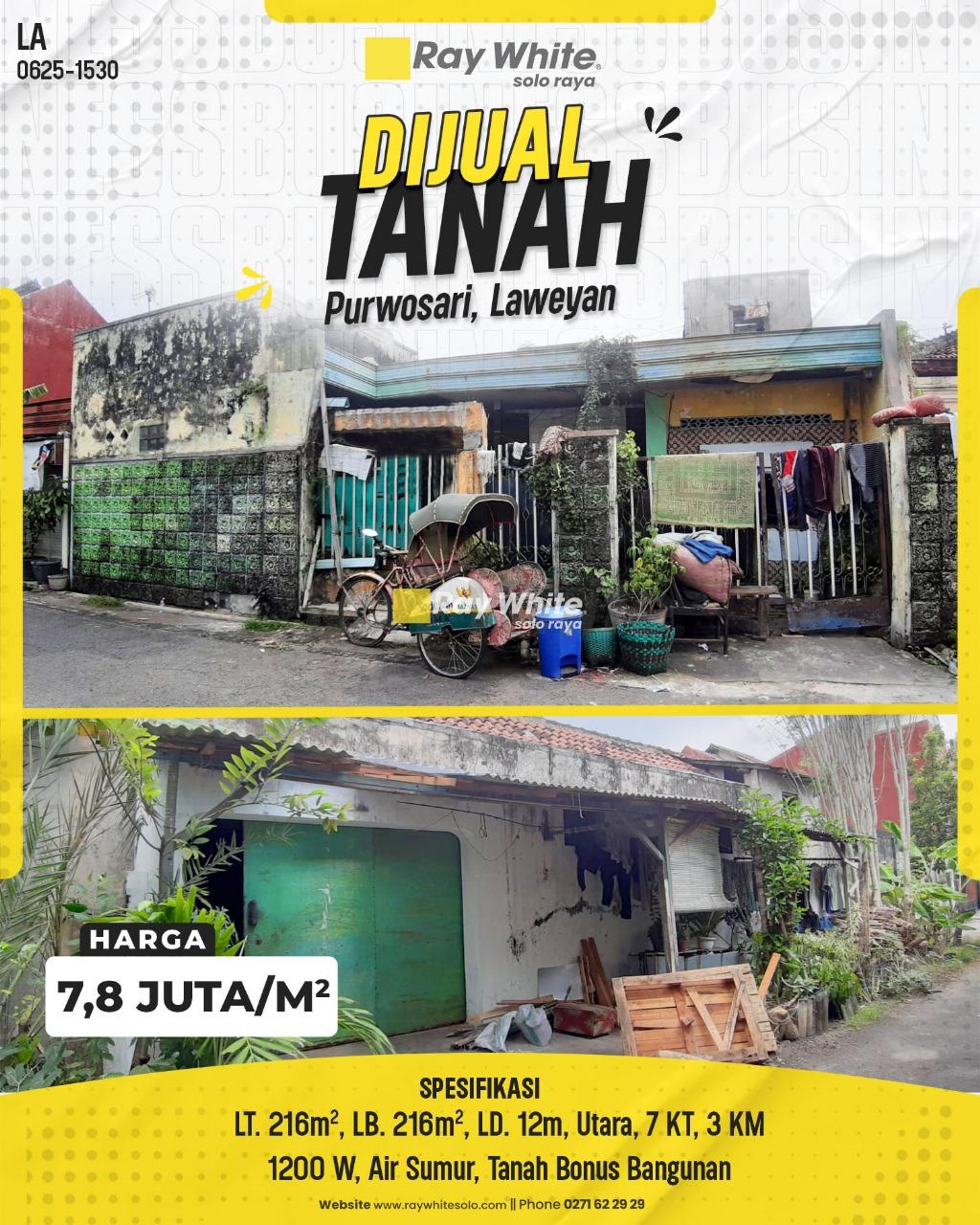 Tanah dengan Bonus Bangunan Tengah Kota Purwosari Laweyan Solo