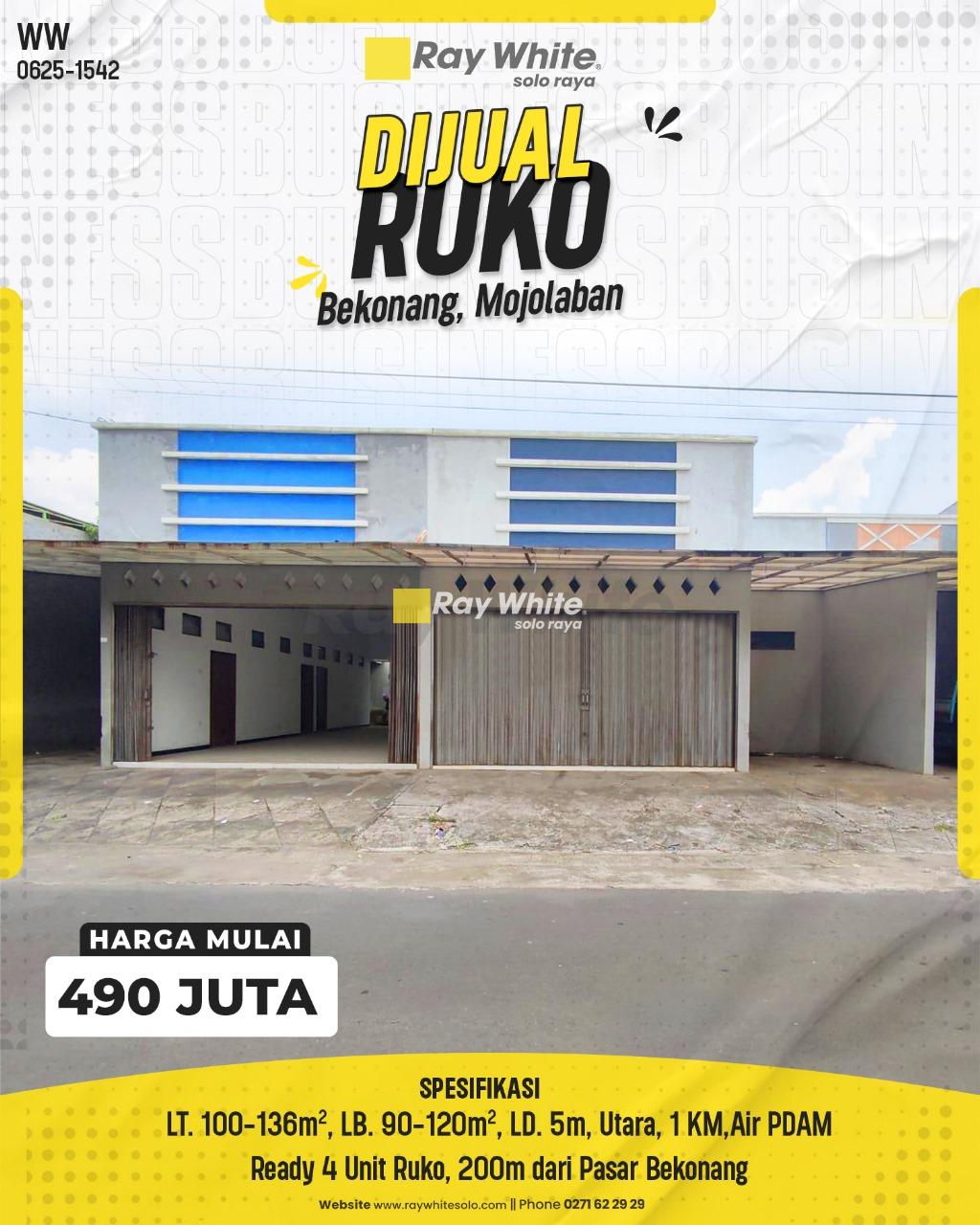 Dijual Ruko Murah & Baru dekat dengan Pasar Bekonang, Mojolaban