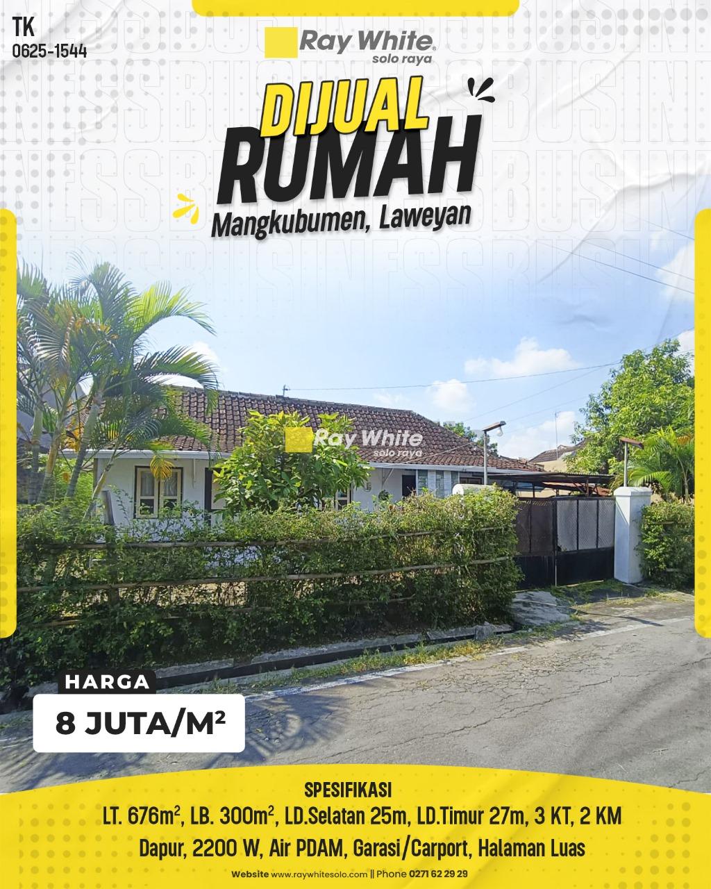 Dijual Rumah dengan Halaman Luas di Mangkubumen, Laweyan, Surakarta