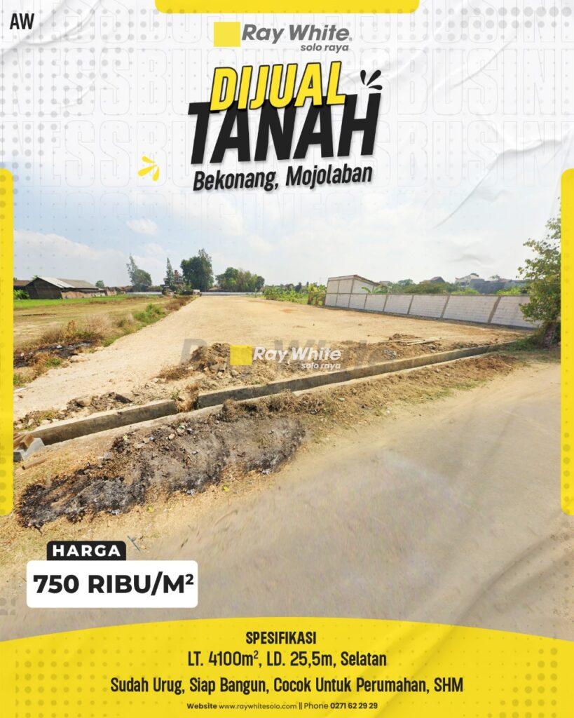 Dijual Tanah Sudah Urug Cocok dibangun Perumahan di Bekonang, Mojolaban