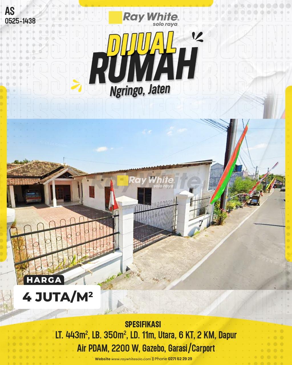 Rumah Halaman Luas di Ngringo Jaten, Karanganyar