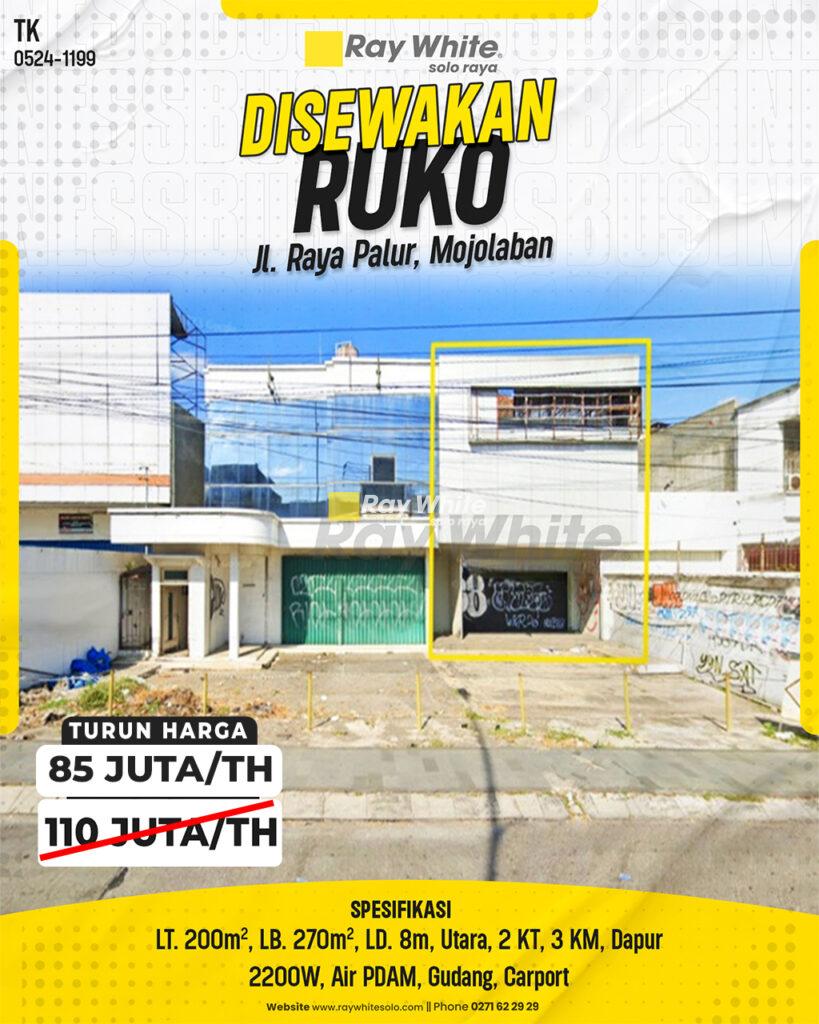 Disewakan Ruko 2 Lantai Strategis Dekat Kampus UNSA Jl. Raya Palur, Mojolaban