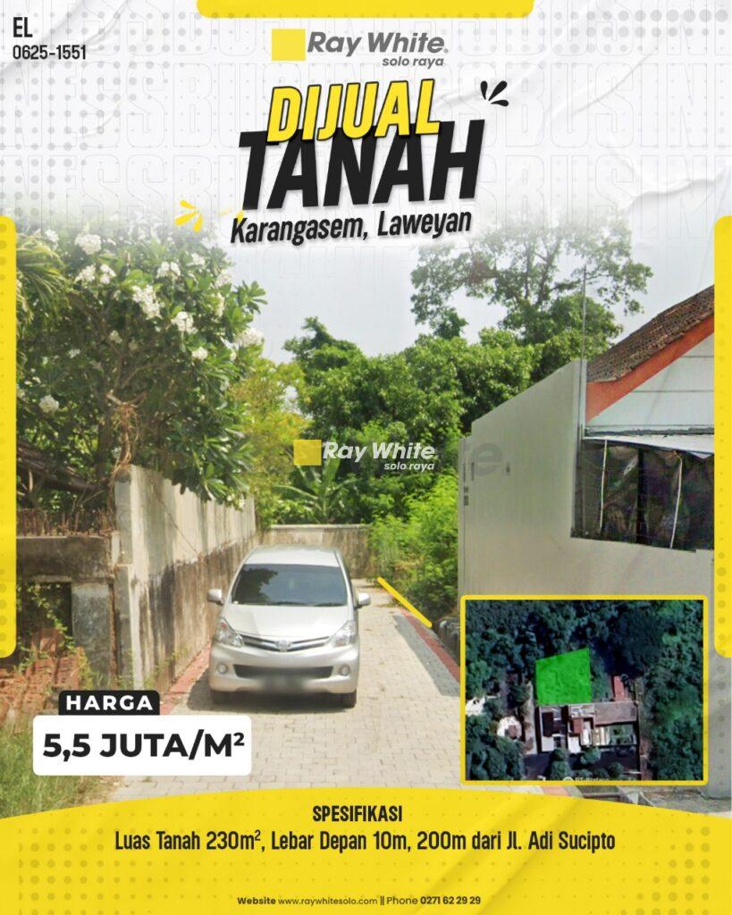 Tanah Strategis Dekat Jl. Adi Sucipto, Karangasem, Laweyan, Surakarta