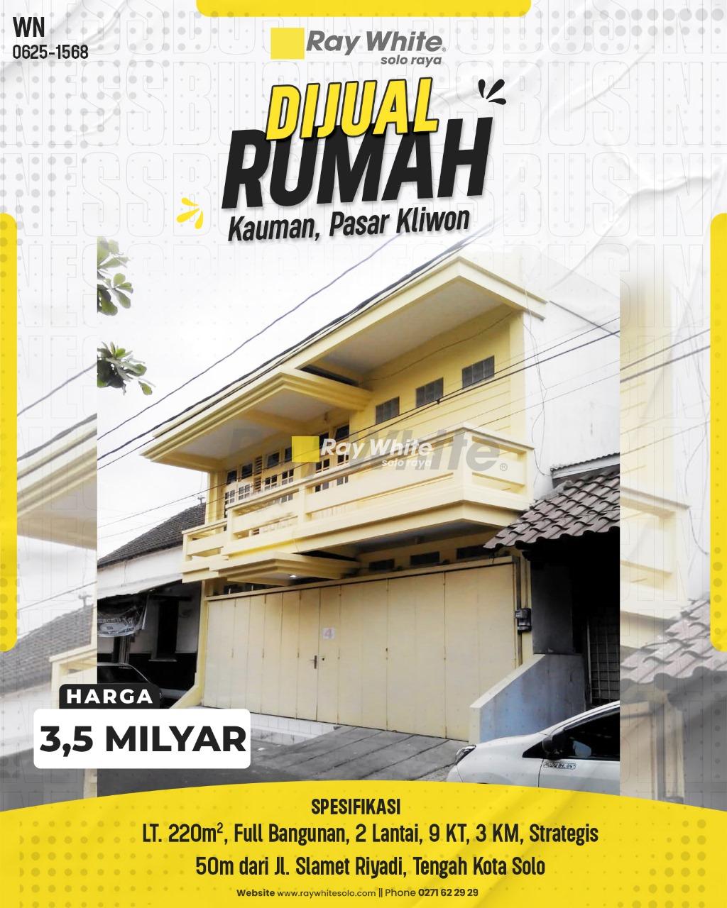 Dijual Rumah 2 Lantai di Kauman, Pasar Kliwon, Surakarta
