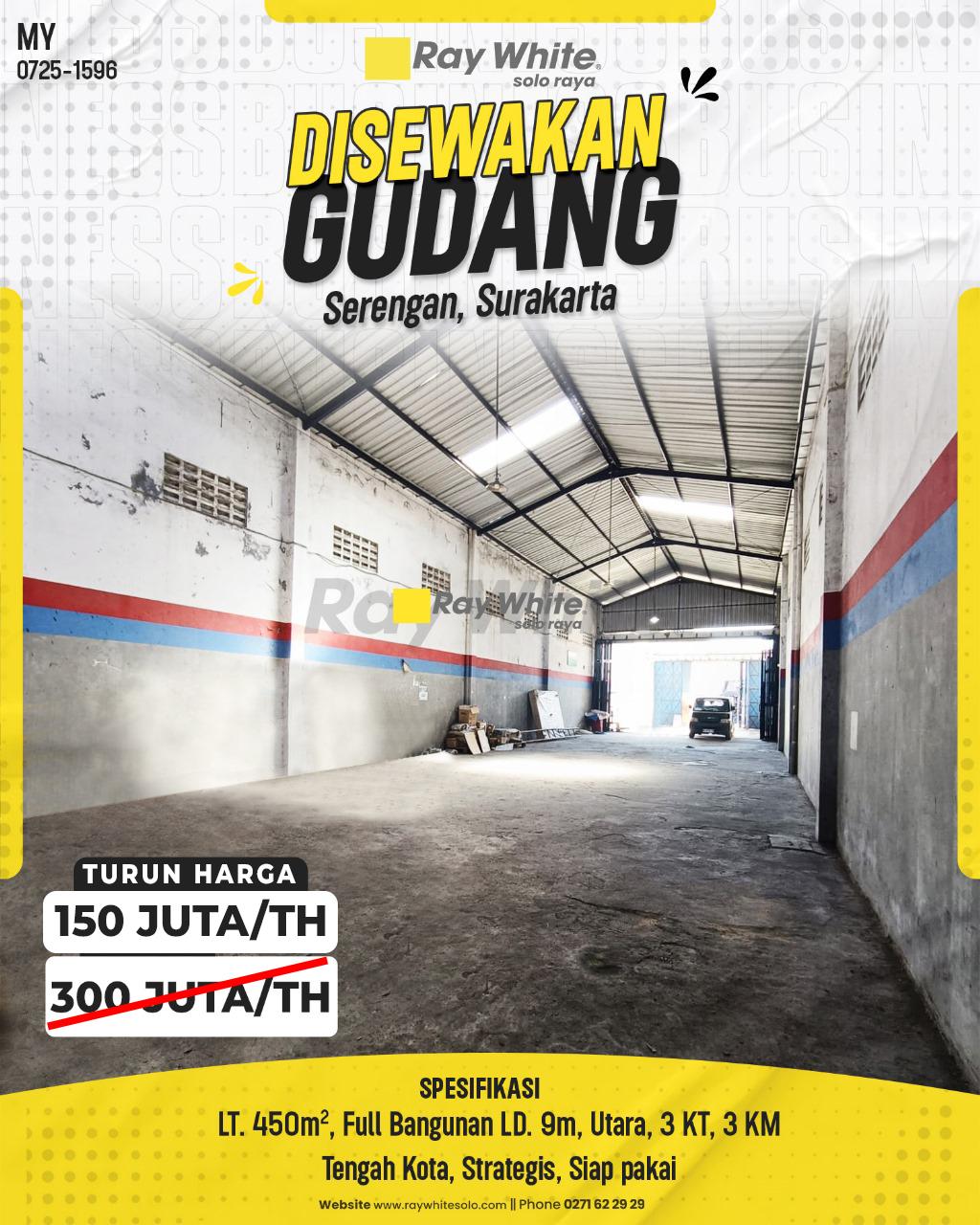 Gudang Luas Strategis Siap Pakai di Serengan, Surakarta