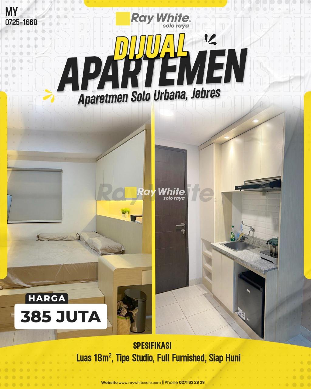 Dijual Apartemen Solo Urbana: Studio Full Furnished – Siap Huni, Tinggal Bawa Koper!