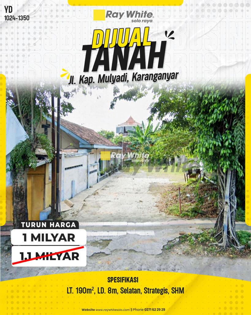 Dijual Tanah Kavling di Jl. Kpt. Mulyadi Karanganyar, Siap Bangun