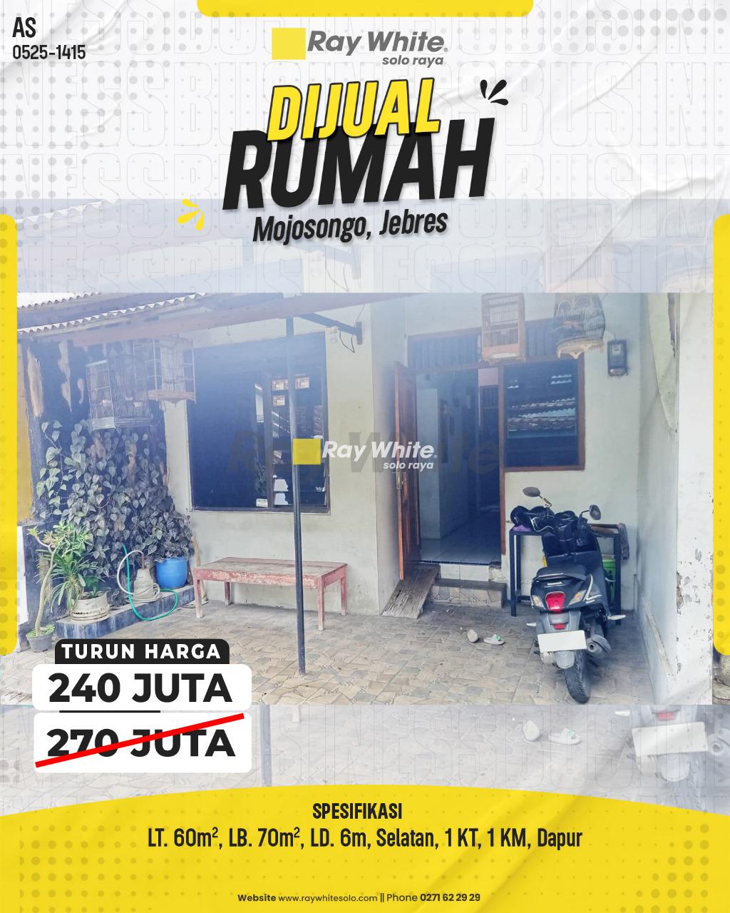 Dijual Rumah di Jl. Malabar, Mojosongo, Jebres, Surakarta