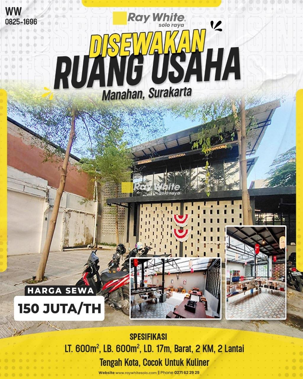 Disewakan Ruang Usaha Modern di Manahan, Solo, Cocok Untuk Kuliner