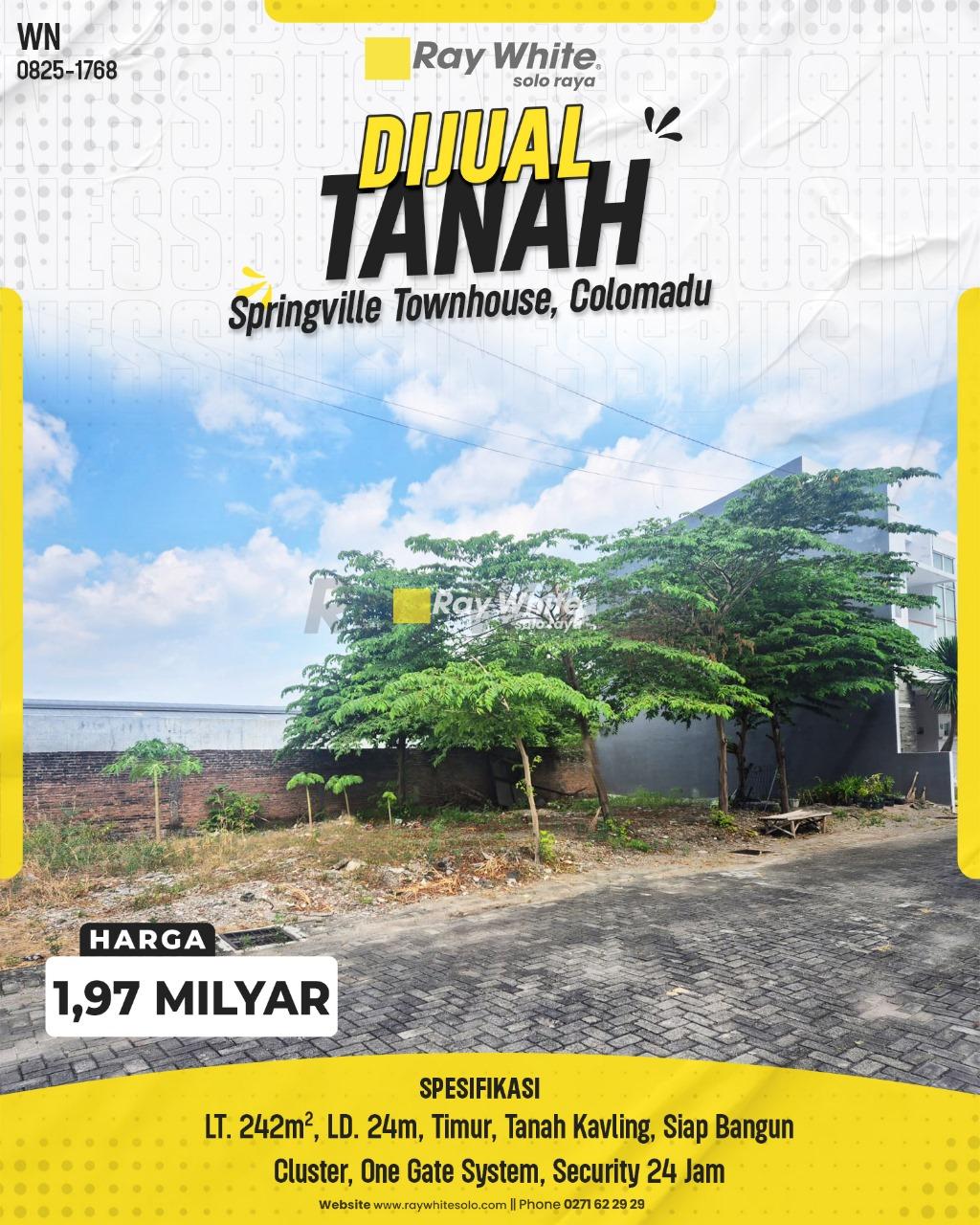 Tanah Kavling Lebar 24m di Springville Townhouse Colomadu