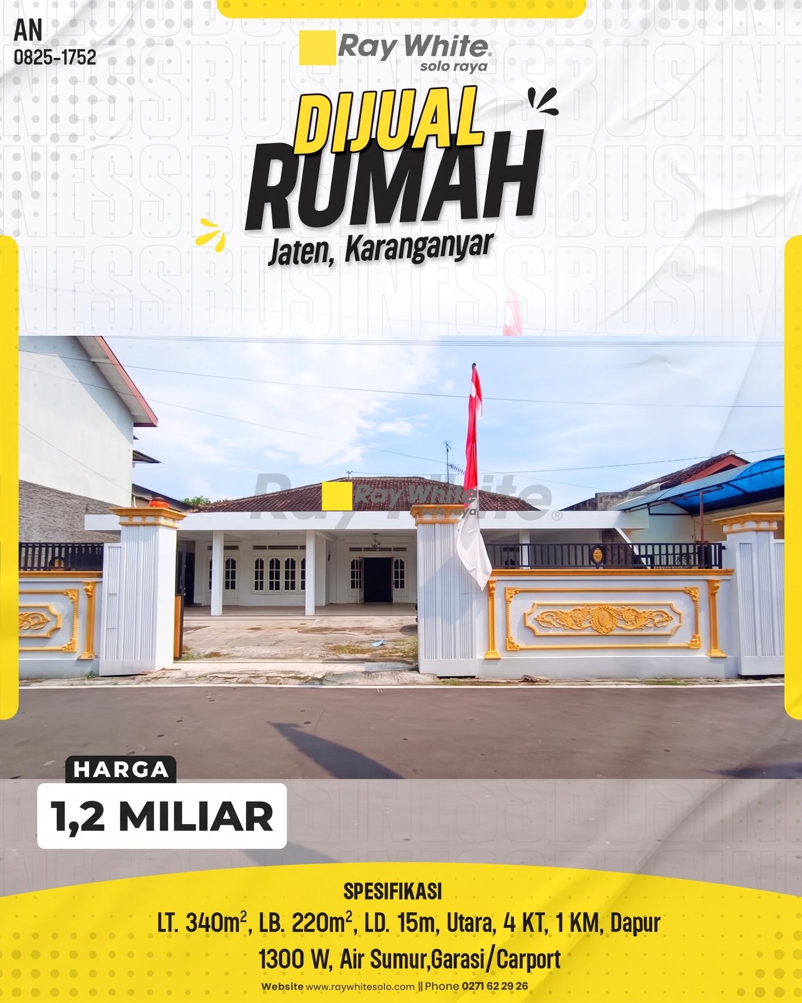 Rumah Klasik Luas di Jaten, Dekat Palur, Dekat Jl. Mojo