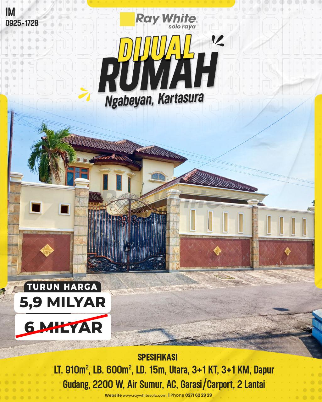 Rumah Megah 2 Lantai di Ngabeyan, Kartasura, Halaman Luas, Siap Huni