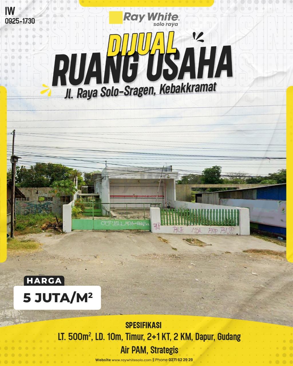 Ruang Usaha Kebakkramat di Jalan Raya Solo-Sragen, Parkir Luas