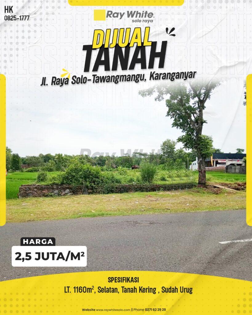 Tanah Siap Bangun 1160m² di Jalan Raya Solo-Tawangmangu
